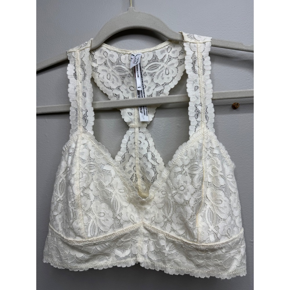 Intimately Free People Adella Ivory Floral Lace Racerback Bralette Size Medium